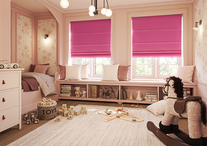 Ascot, Bright Pink - Motorised Roman Blind - Image 6